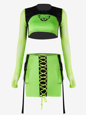 ジャズダンス衣装女性用ポリエステルスカートトップダンスウェア