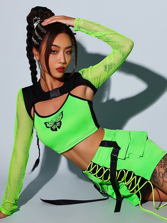 ジャズダンス衣装女性用ポリエステルスカートトップダンスウェア