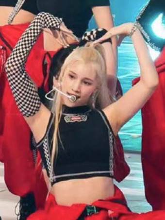 ホワイト＋ブラックジャズダンス衣装女性用ポリエステルトップダンスウェア