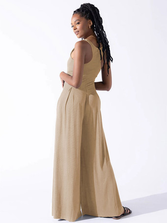 ブラック ジャンプスーツ ノースリーブ スクエア ネック プリーツ ルーズレッグ ワンピース 衣装