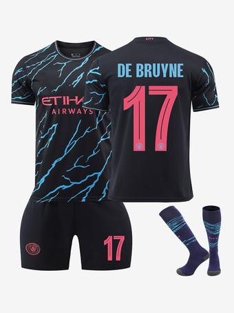 Manchester City No17 De Bruyne Home Kid Soccer Club Jersey