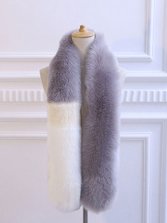 フェイクファースカーフ女性のためのカラーブロックイミテーションフォックスファーアクセサリー