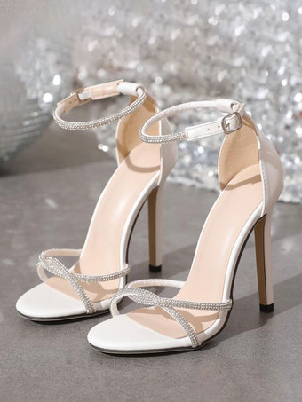 女性用 ヒール パール パンプス シック オープントゥ スティレットヒール PUレザー