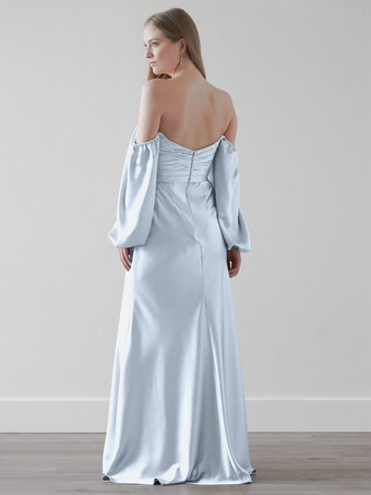 ブライドメイドドレス シース床長さのジッパー弾性シルクのようなサテンのウェディングパーティードレス