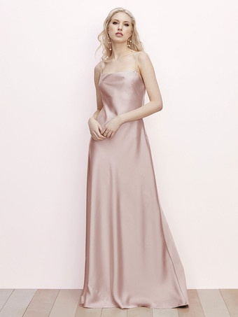 Dark RoseBridesmaid Dress A-Line Floor-Length Backless Satin Fabric Formal Gowns