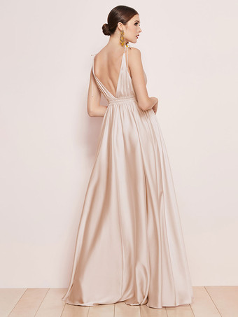 Bridesmaid Dresses Satin Fabric A-Line Floor-Length Prom Dress