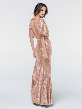 ブライドメイドドレス スパンコール付き マーメイド マキシレングス フォーマルガウン