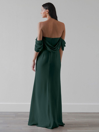 ブライドメイドドレス シフォン Aライン マキシレングス プロムドレス