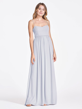 BabyblauBrautjungfernkleider  A-Linie  bodenlang  Chiffon-Abschlussballkleid mit Reißverschluss