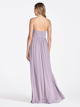 Brautjungfernkleider  A-Linie  bodenlang  Chiffon-Abschlussballkleid mit Reißverschluss