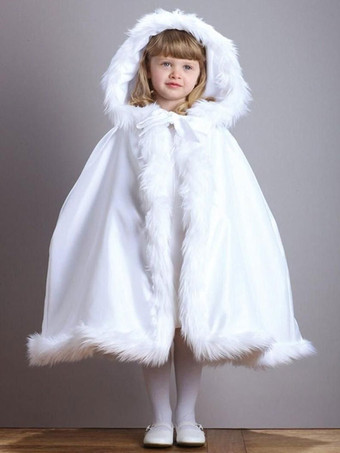 ホワイト フラワーガールラップホワイトジュエルネックフェイクファーフラワーガールアクセサリー