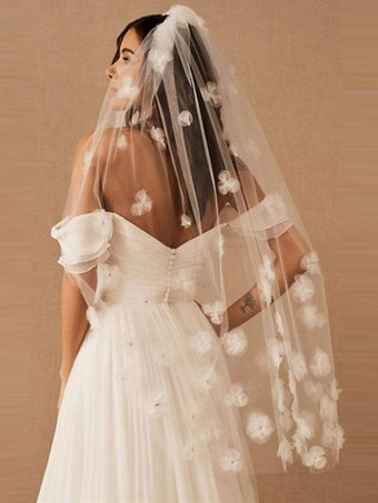 Wedding Veils One-Tier Flowers Lace Classic Bridal Veil