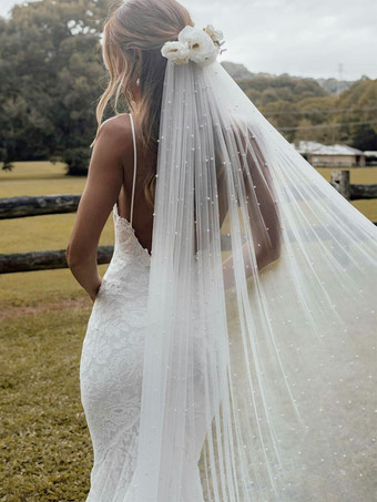 ウェディング ベール 1 段パール レース クラシック ブライダル ベール