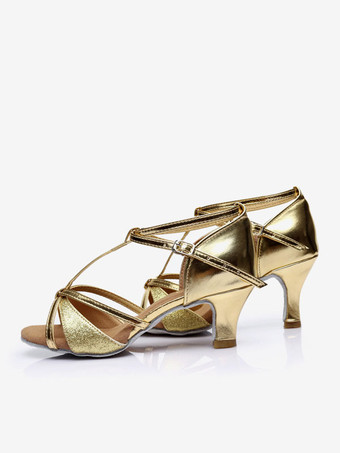 ラテン ダンス シューズ シルクとサテン シルバー ピープ トゥ ダンス シューズ