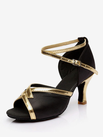 ブラック ラテン ダンス シューズ ブラック ピープ トゥ 社交ダンス シューズ