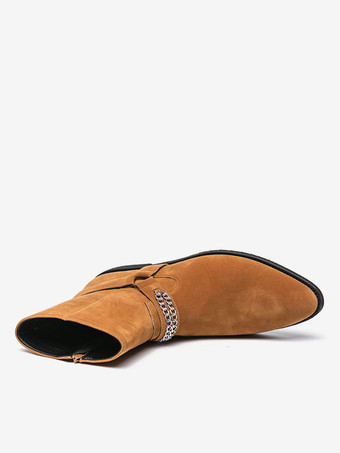 メンズ スエード アンクルブーツ チェーン付き レトロスタイル カジュアル ファッション ショートブーツ