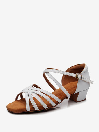 ホワイト ラテン ダンス シューズ ホワイト ピープ トゥ ダンス シューズ