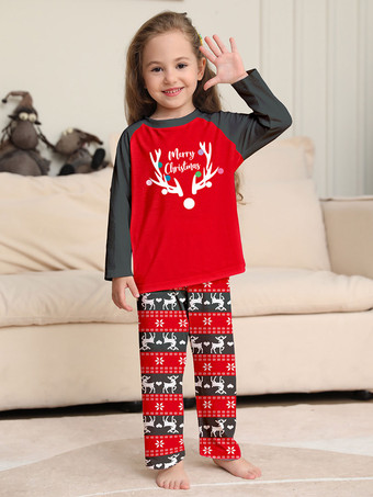 お揃いのファミリーパジャマ ラウンドネック 長袖 大人用 子供用 クリスマスパジャマ