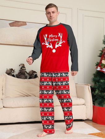 お揃いのファミリーパジャマ ラウンドネック 長袖 大人用 子供用 クリスマスパジャマ