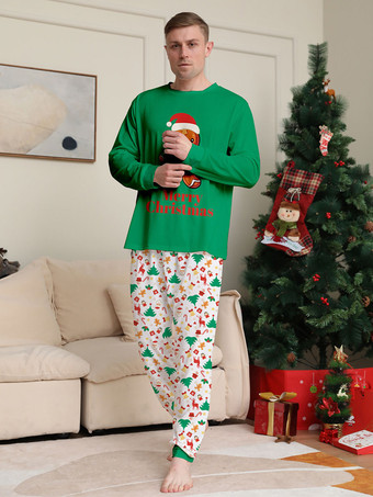 クリスマスパジャマ ラウンドネック 長袖 カフス ファミリーパジャマ