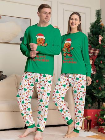 クリスマスパジャマ ラウンドネック 長袖 カフス ファミリーパジャマ