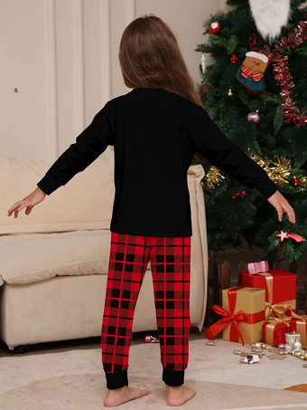 マッチングファミリークリスマスパジャマラウンドネックチェック柄パジャマ