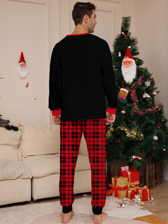 マッチングファミリークリスマスパジャマラウンドネックチェック柄パジャマ