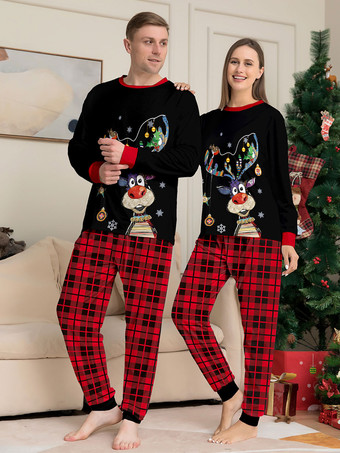 マッチングファミリークリスマスパジャマラウンドネックチェック柄パジャマ