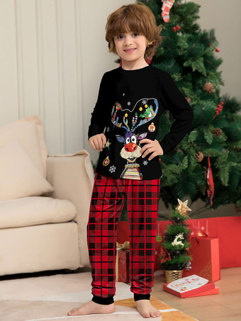 マッチングファミリークリスマスパジャマラウンドネックチェック柄パジャマ