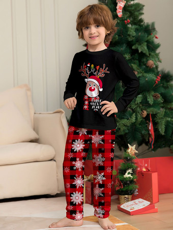 クリスマス マッチング ファミリー パジャマ スノーフレーク ヘラジカ 子供用 大人用 パジャマ
