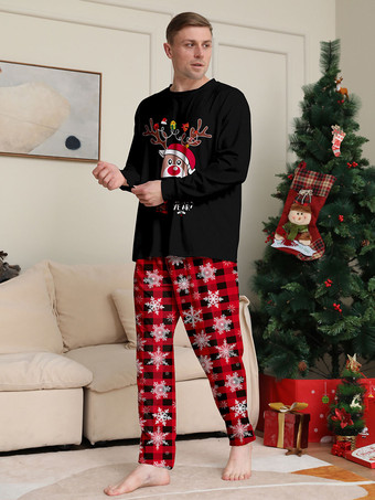 クリスマス マッチング ファミリー パジャマ スノーフレーク ヘラジカ 子供用 大人用 パジャマ