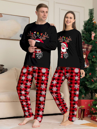 クリスマス マッチング ファミリー パジャマ スノーフレーク ヘラジカ 子供用 大人用 パジャマ
