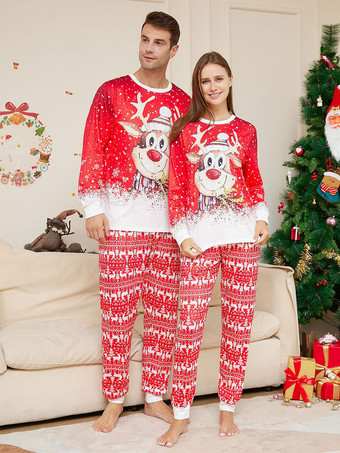 レッド クリスマス マッチング ファミリー パジャマ 大人用 子供用 コットン ホームウェア