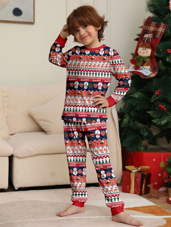 クリスマス柄パジャマ クルーネック長袖ファミリーパジャマ