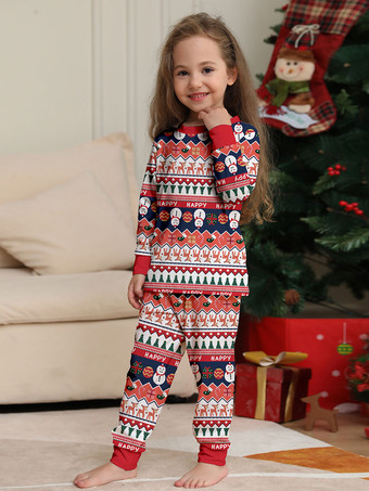 クリスマス柄パジャマ クルーネック長袖ファミリーパジャマ