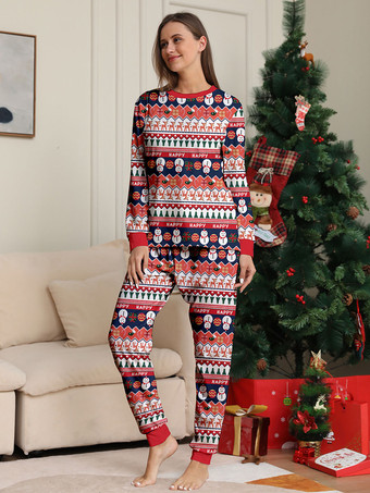 クリスマス柄パジャマ クルーネック長袖ファミリーパジャマ