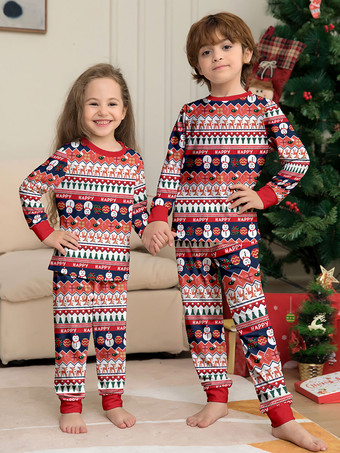 クリスマス柄パジャマ クルーネック長袖ファミリーパジャマ