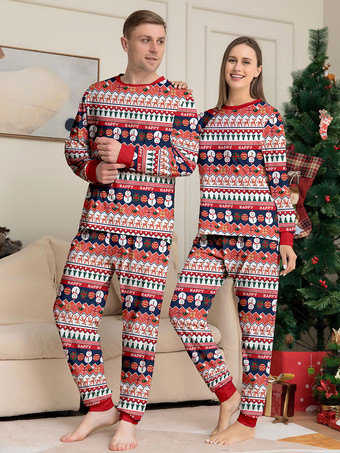 クリスマス柄パジャマ クルーネック長袖ファミリーパジャマ