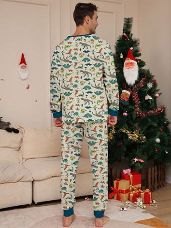 アニマル柄パジャマ ラウンドネック 長袖 袖口2枚セット