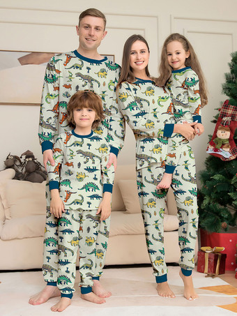 ご参考ください アニマル柄パジャマ ラウンドネック 長袖 袖口2枚セット