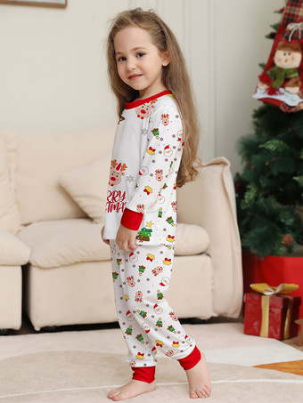 クリスマス柄パジャマ ラウンドネック カフス 大人用 子供用パジャマ