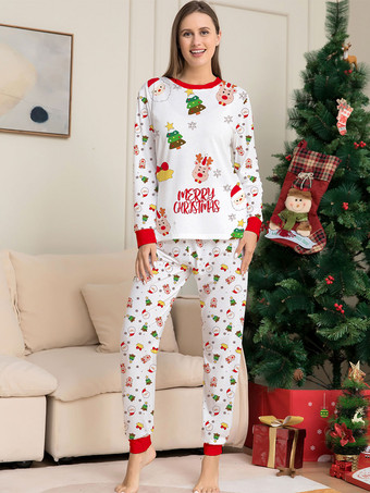 クリスマス柄パジャマ ラウンドネック カフス 大人用 子供用パジャマ