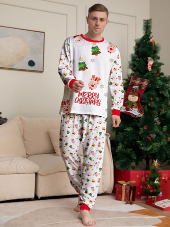 クリスマス柄パジャマ ラウンドネック カフス 大人用 子供用パジャマ