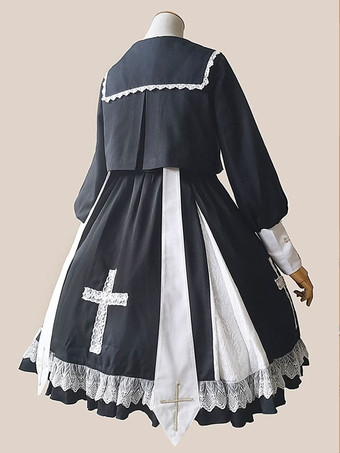 クラシック フリル 長袖 ブラック