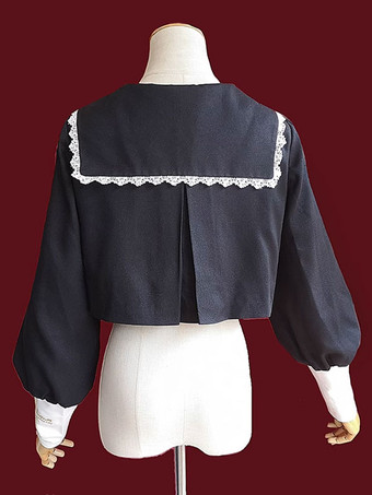 クラシック フリル 長袖 ブラック