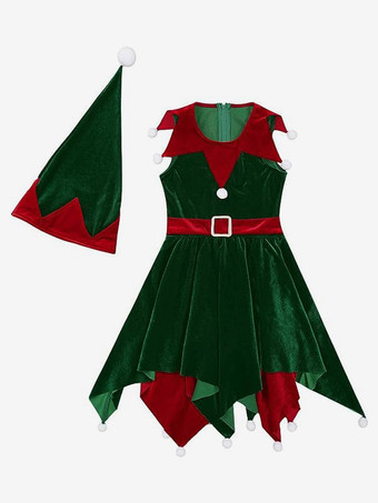 キッドエルフクリスマスコスプレノースリーブコスチューム