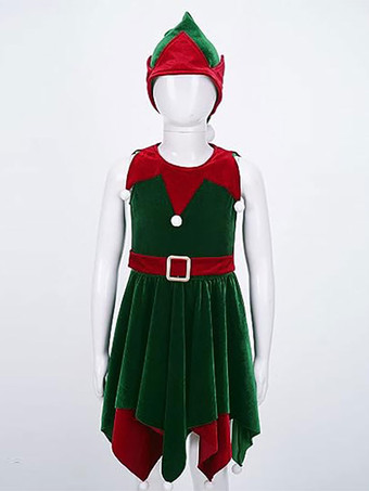 キッドエルフクリスマスコスプレノースリーブコスチューム