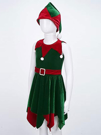 キッドエルフクリスマスコスプレノースリーブコスチューム