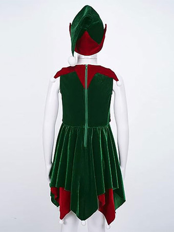 キッドエルフクリスマスコスプレノースリーブコスチューム