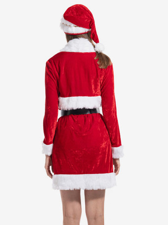 女性の赤いパーティー クリスマス コスチューム ドレス マント付き